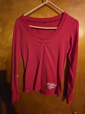 Harley-Davidson Women's Long Sleeve Scoop Neck Top - Red